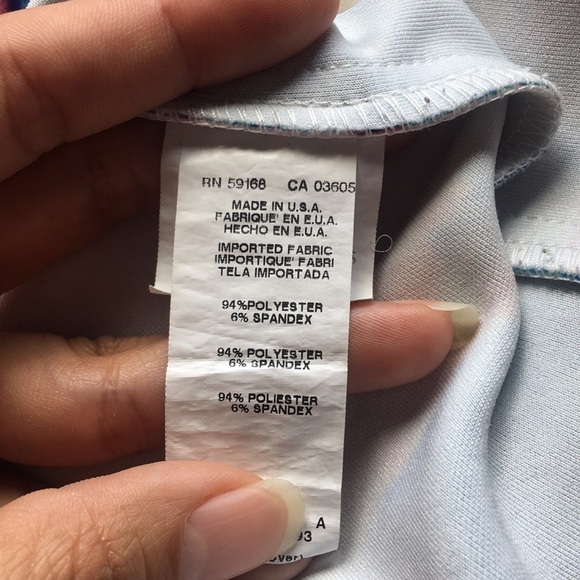 Vibrant, Multi-Color, Abstract Patchwork Karen Kane Short Sleeve Shirt - Picture 4 of 5